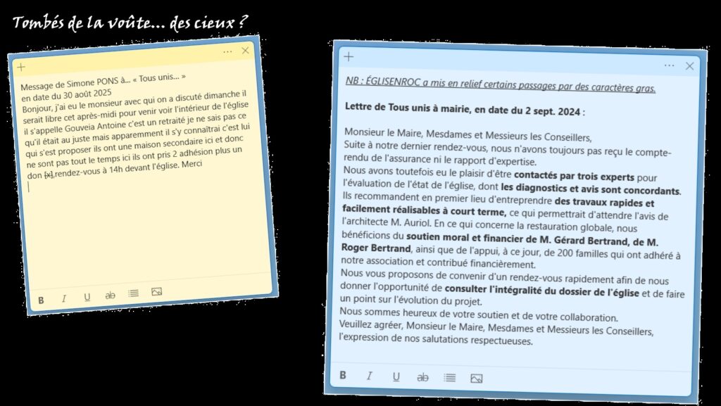 Des post-it de la présidente arrivés dans nos boîtes aux lettres